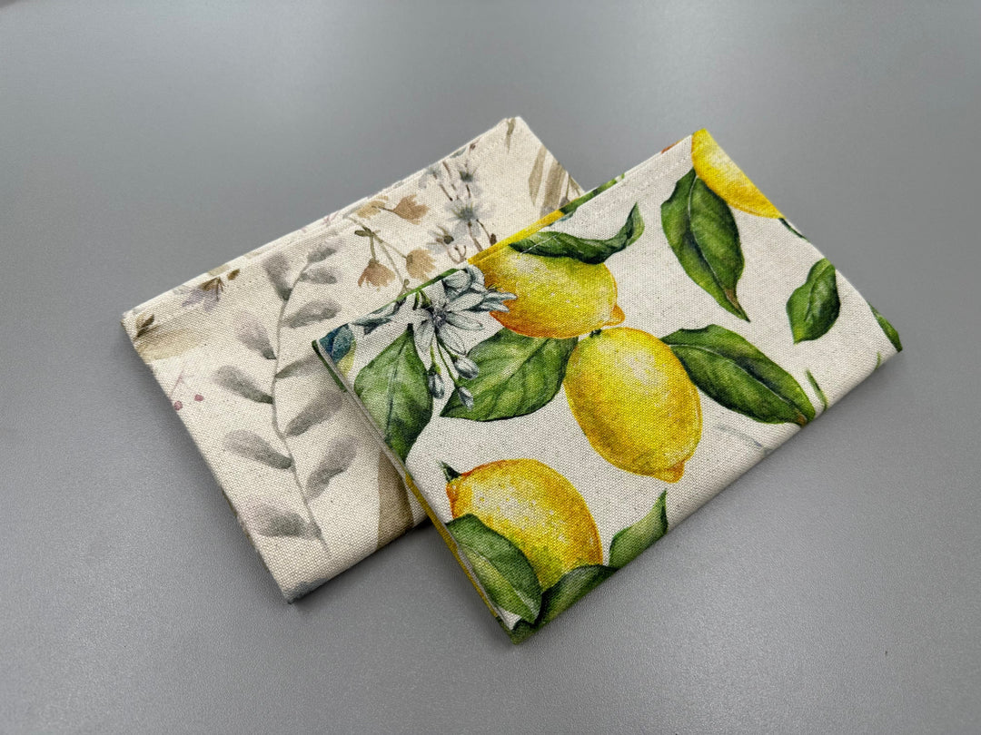 Viskestykke i bomuld og hør, Lemon Linen kollektion