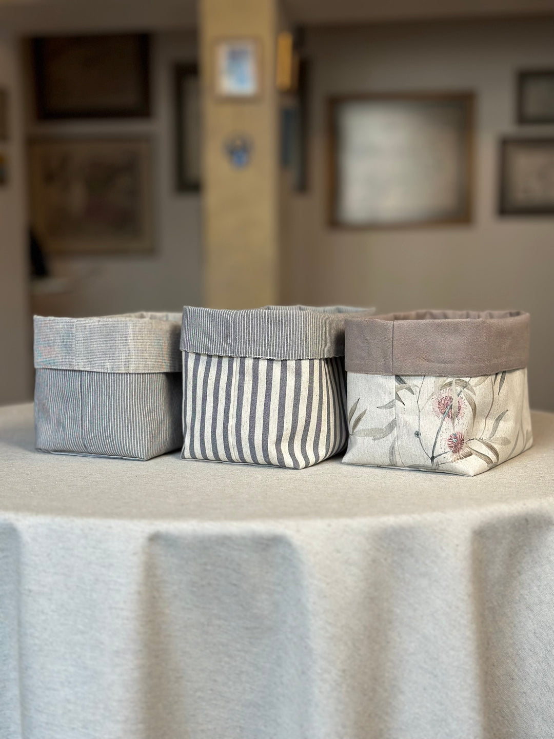 Stofkurv, h=20 cm, genanvendt bomuld, med print, Nord 1 kollektion