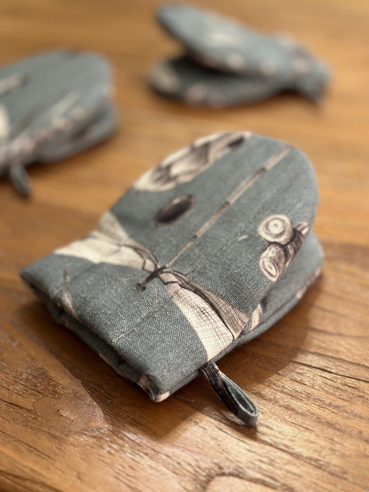 Lille ovnhandske med dobbelt uldfyld, 100% bomuld, Seeds Aqua kollektion