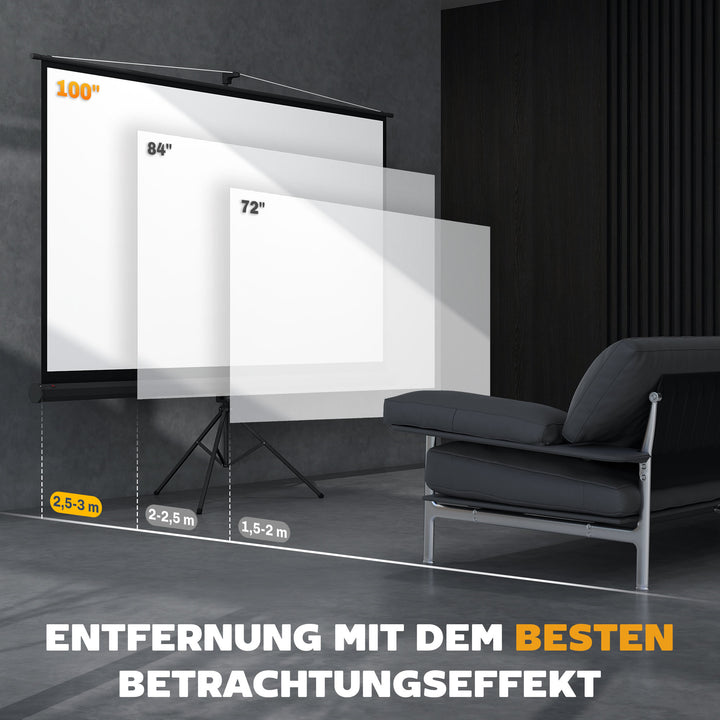 Projektorlærred med stativ 221 x 124 cm 100 tommer 16:9 HD 4K rullelærred