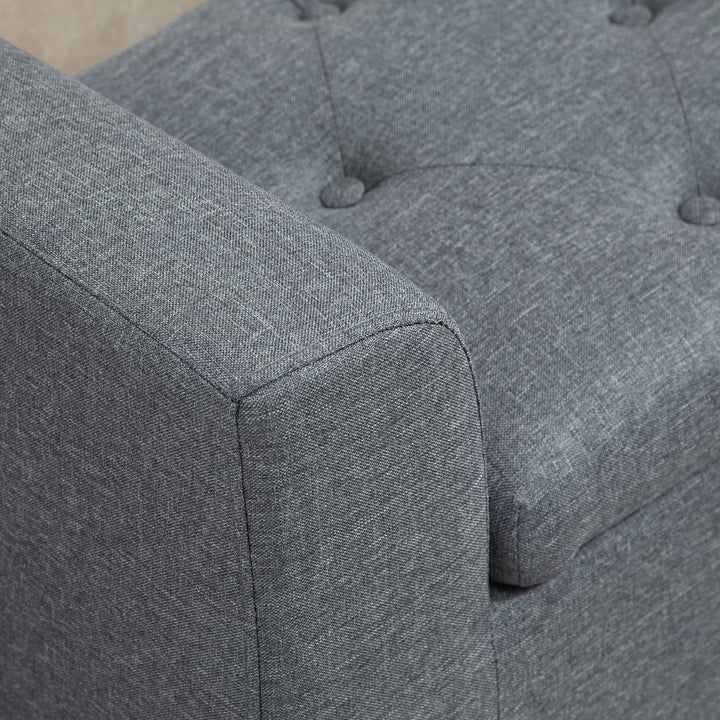 Opbevaringsbænk, polstret bænk, belastningskapacitet op til 130 kg, hørlook, gummitræ, 116 x 44 x 58 cm, lysegrå