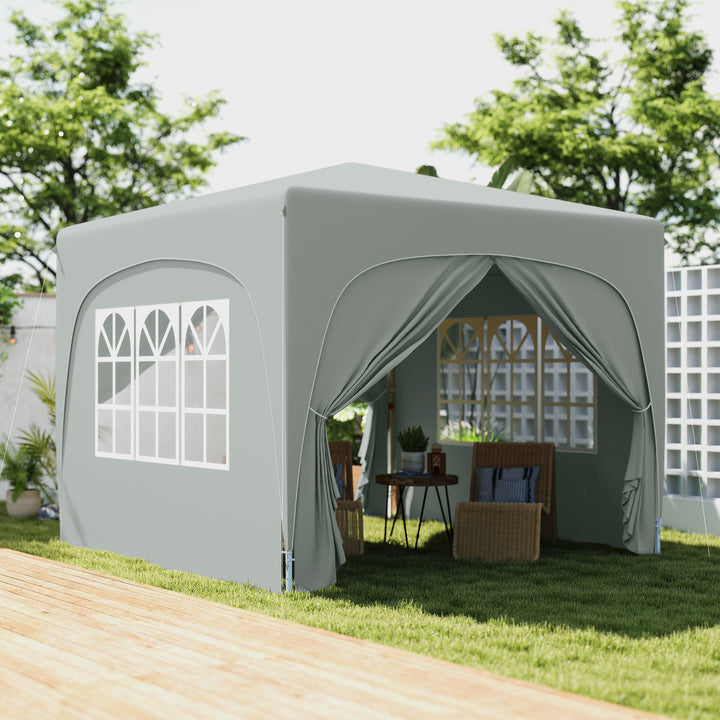 3 x 3 m pavillon, pop-up havetelt med sidevægge og bæretaske, UPF50+, højdejusterbar, sand