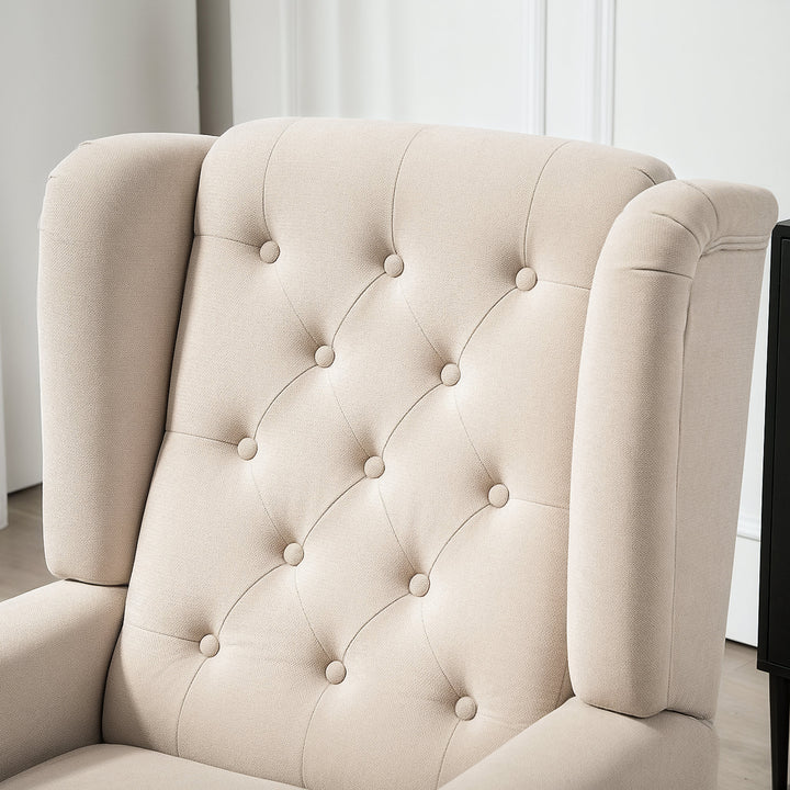 Elegant lænestol med ryglæn, tykt polstret, aftageligt betræk, 74 x 87 x 102 cm, beige