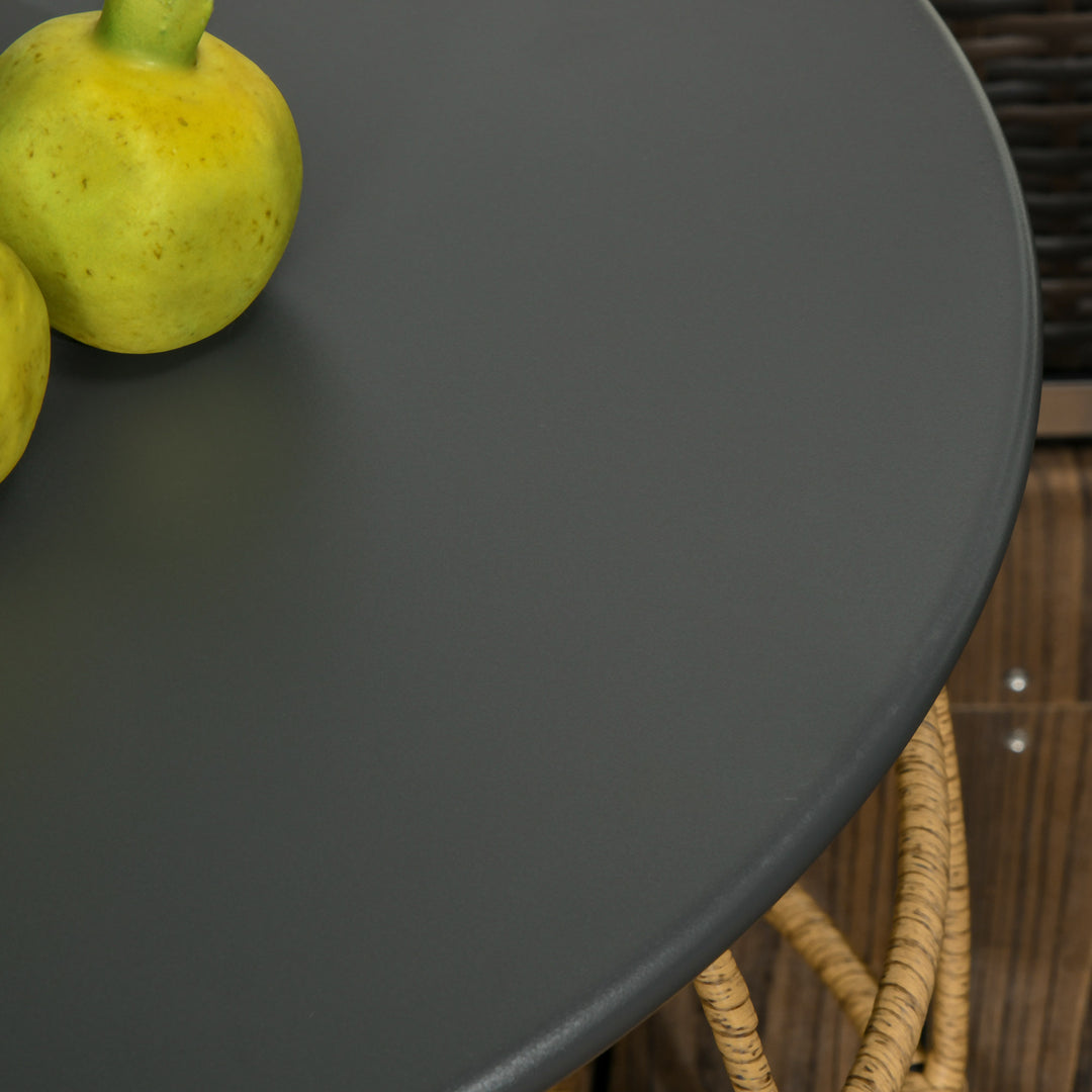 Sæt med 2 haveborde i boho-stil, vejrbestandige, stabelbare, 60 cm x 60 cm x 47 cm, mørkegrå