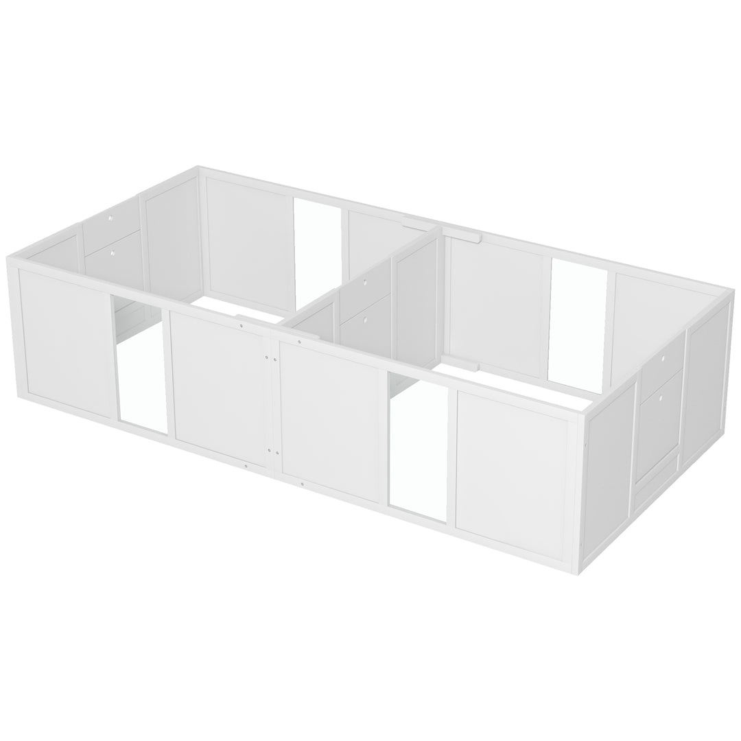 Hvalpekasse til hvalpe, delbar i 2 rum, akrylvindue, 196 x 96 x 48 cm, hvid