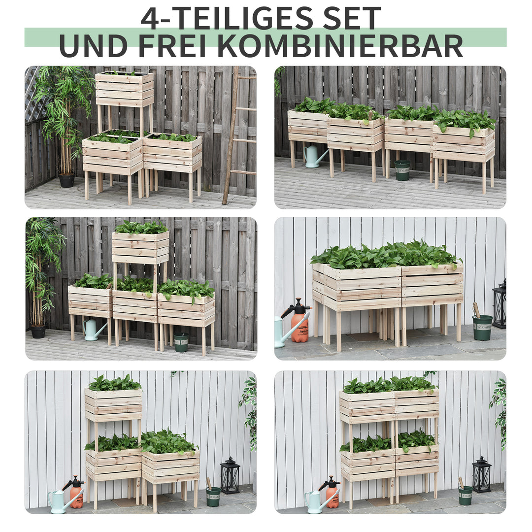 Højbed/plantekasse, vejrbestandig, massivt træ, 50 cm x 30 cm x 60 cm, naturlig