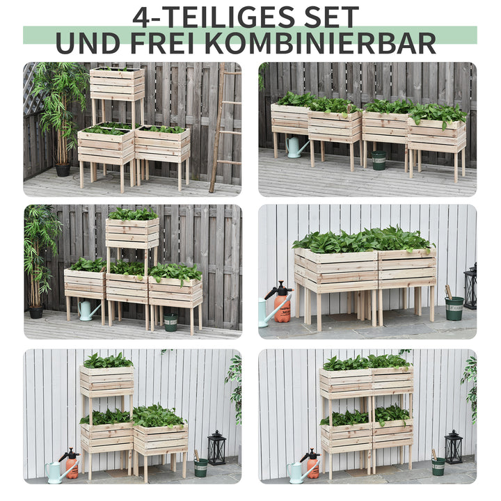 Højbed/plantekasse, vejrbestandig, massivt træ, 50 cm x 30 cm x 60 cm, naturlig