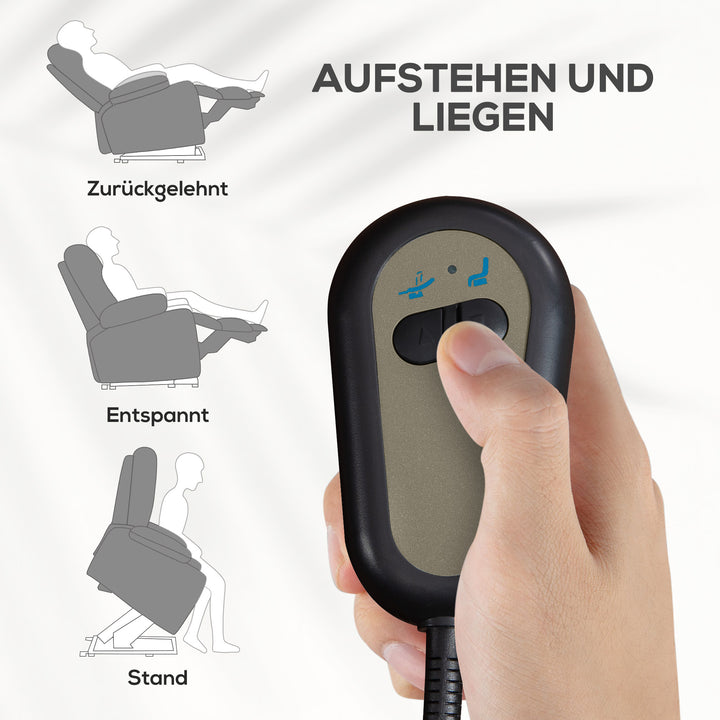 Lænestol med ståstøtte, justerbar ryglæn/fodstøtte, op til 120 kg, 66 x 90 x 96 cm, grå