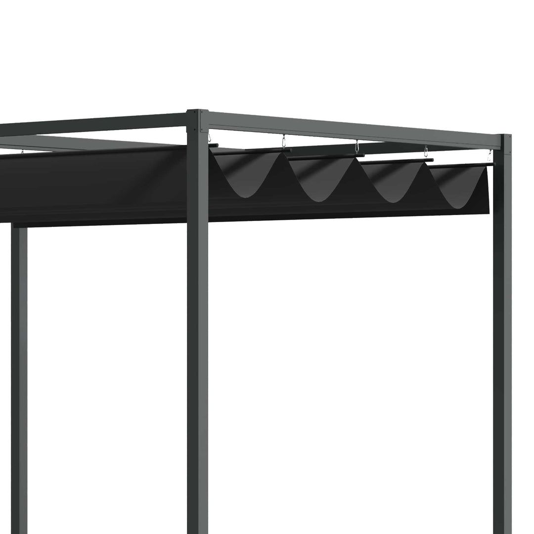 Pergola ca. 3x2m Havepavillon Terrassetag Metal Fritstående Havepavillon med Justerbart Tag, UV-beskyttelse, Solskærm til Terrasse og Have, Sort+Grå
