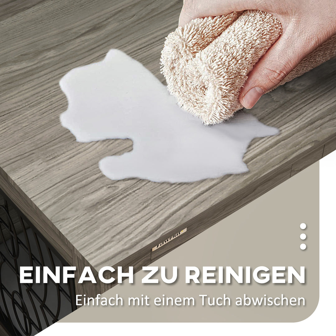 Hundebur med hynde, op til 20 kg/50 cm kropslængde, metal, 80 x 56 x 63 cm, grå/trædekoration