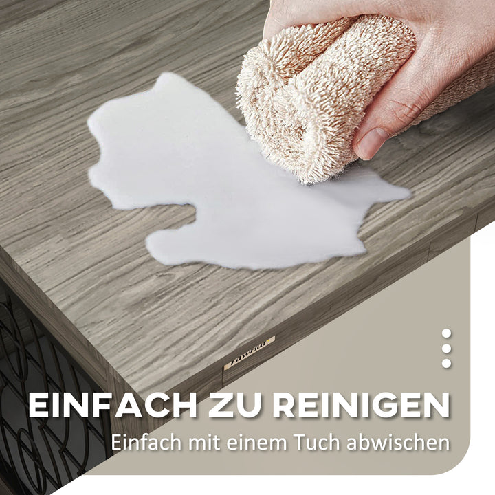 Hundebur med hynde, op til 20 kg/50 cm kropslængde, metal, 80 x 56 x 63 cm, grå/trædekoration