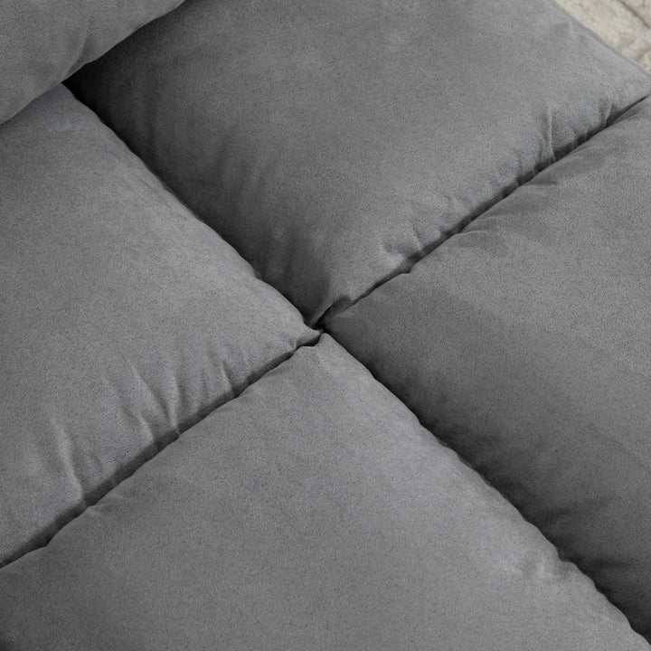 Gulvstol 2-i-1 gulvstol seng med ryglæn 3 positioner justerbare sædehynder grå fløjl metal 102 x 73 x 60 cm