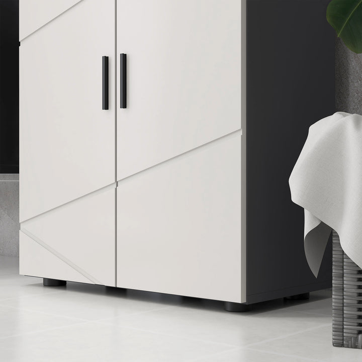 Badeværelsesskab, badeværelseskommode, justerbare hylder, lasteevne op til 25 kg, grå