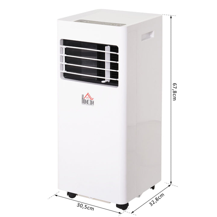 Bærbart klimaanlæg, 7000 BTU 3-i-1 enhed - køling, affugtning og ventilation - affugter, ventilator, med fjernbetjening, 24-timers timer, 2 hastighedsindstillinger, til 10-26 m², hvid