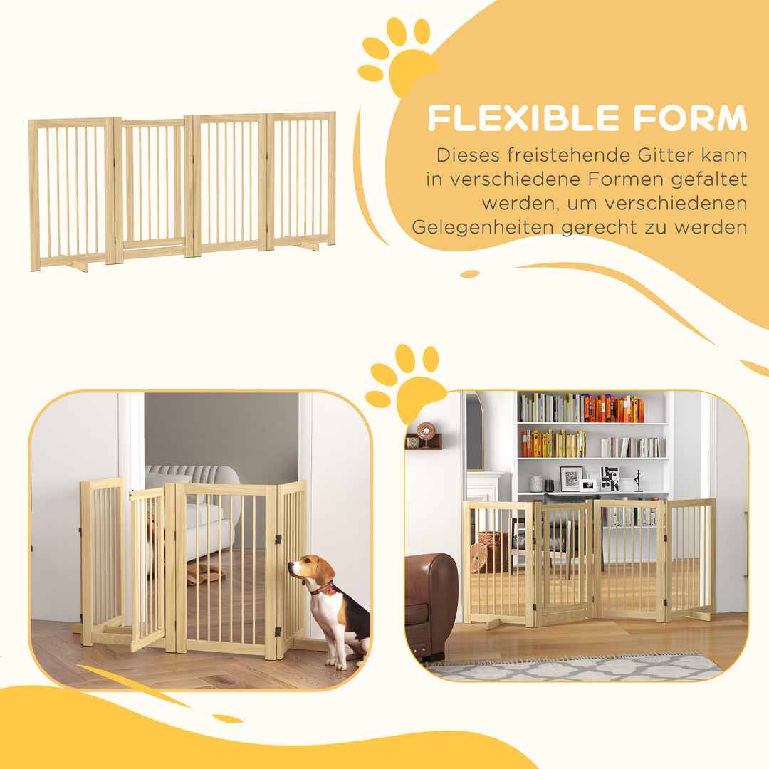 Hundegitter, fritstående, foldbart, med dør og fødder, træramme, 220x36x91cm