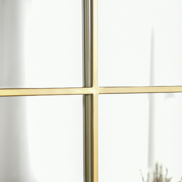 Vinduesspejl med metalramme, 70 x 2 x 50 cm, guldfarvet
