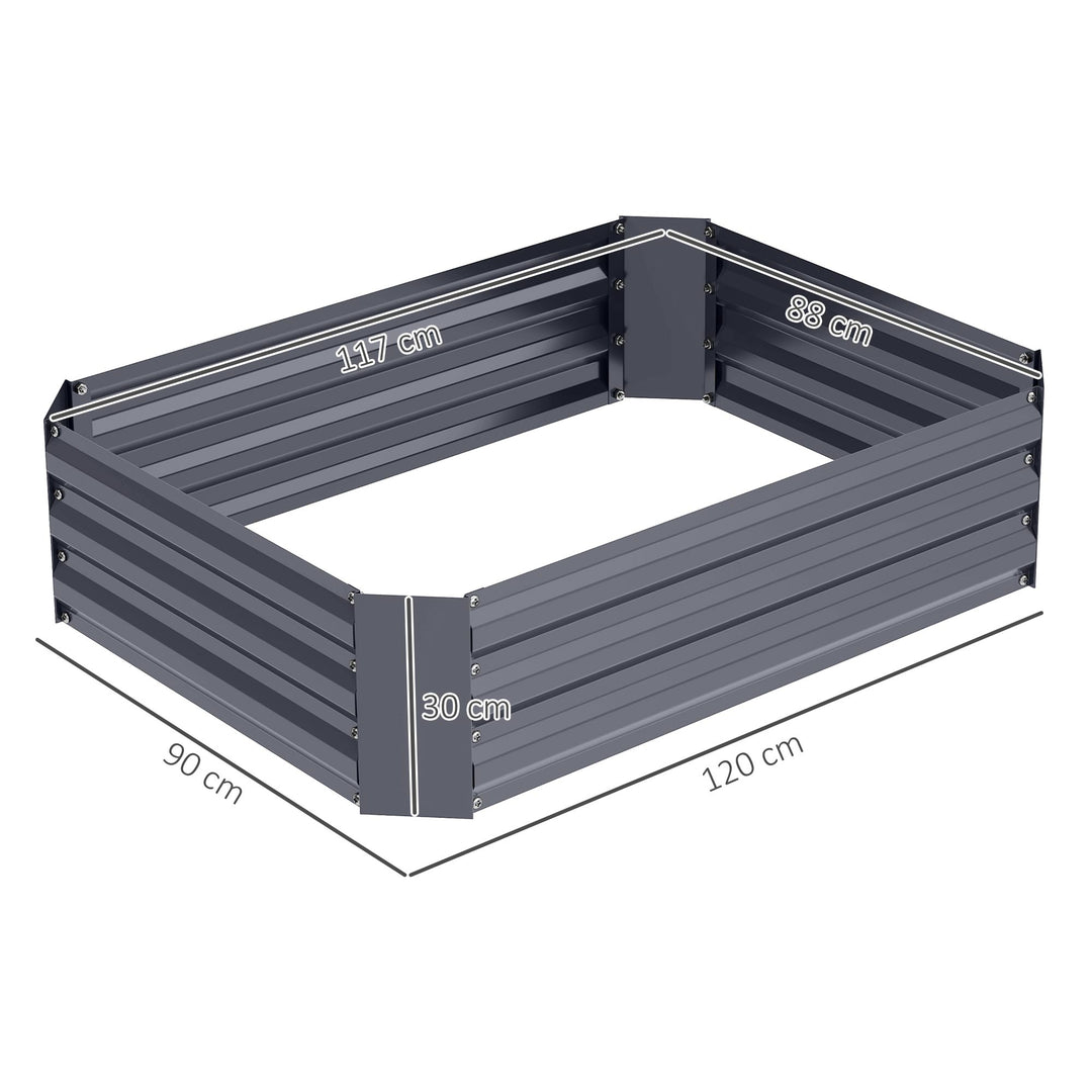 Højbed lavet af galvaniseret stål, havebed, plantekasse til haven, blomsterkasse, 120 x 90 x 30 cm, mørkegrå