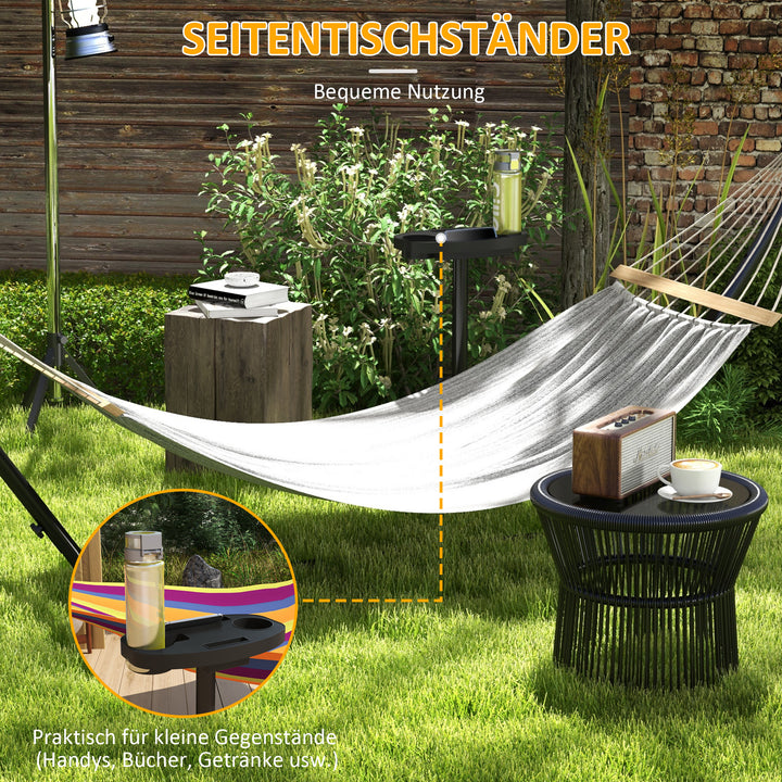Hængekøjestativ, til hængekøjer op til 280 cm, stål, 285L x 125B x 110H cm, sort