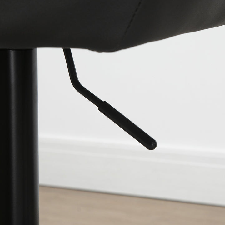 Barstole sæt med 2 retro design højdejusterbar kunstlæder hørlook grå + sort