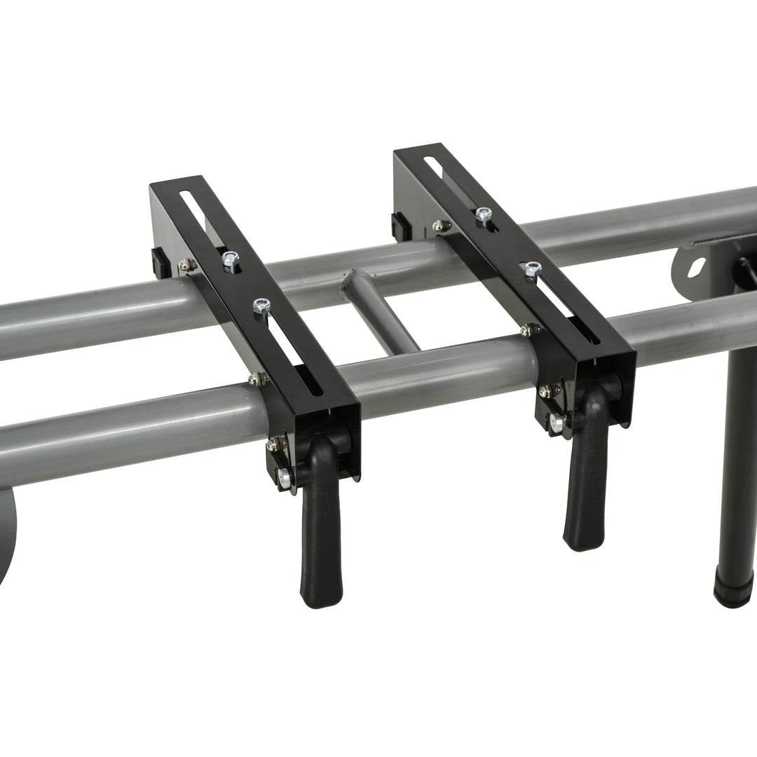 Bundramme til geringssave, arbejdsbord til gerings- og tværsave, savramme, geringssav, stål, sort + sølv, sideforlænger 123,5-245 cm