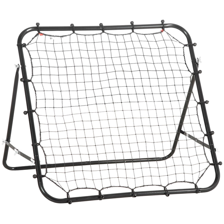 Rebounder til fodbold, rebound wall rebound net, metalrør med pe-stof, kickback rebound wall til baseball basketball, fodboldmål til ungdomstræning 96x80x96cm, sort