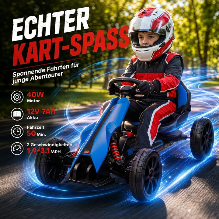 Elektrisk gokart til børn 12V 3-5 km/t gokart til 3-8-årige, blå