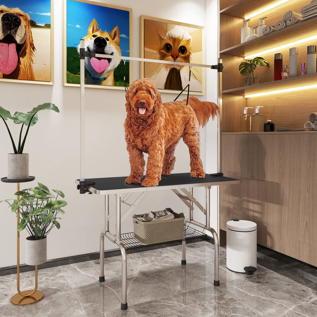 Hundetrimmebord hundefrisørbord klippebord til hunde katte op til 100 kg sort