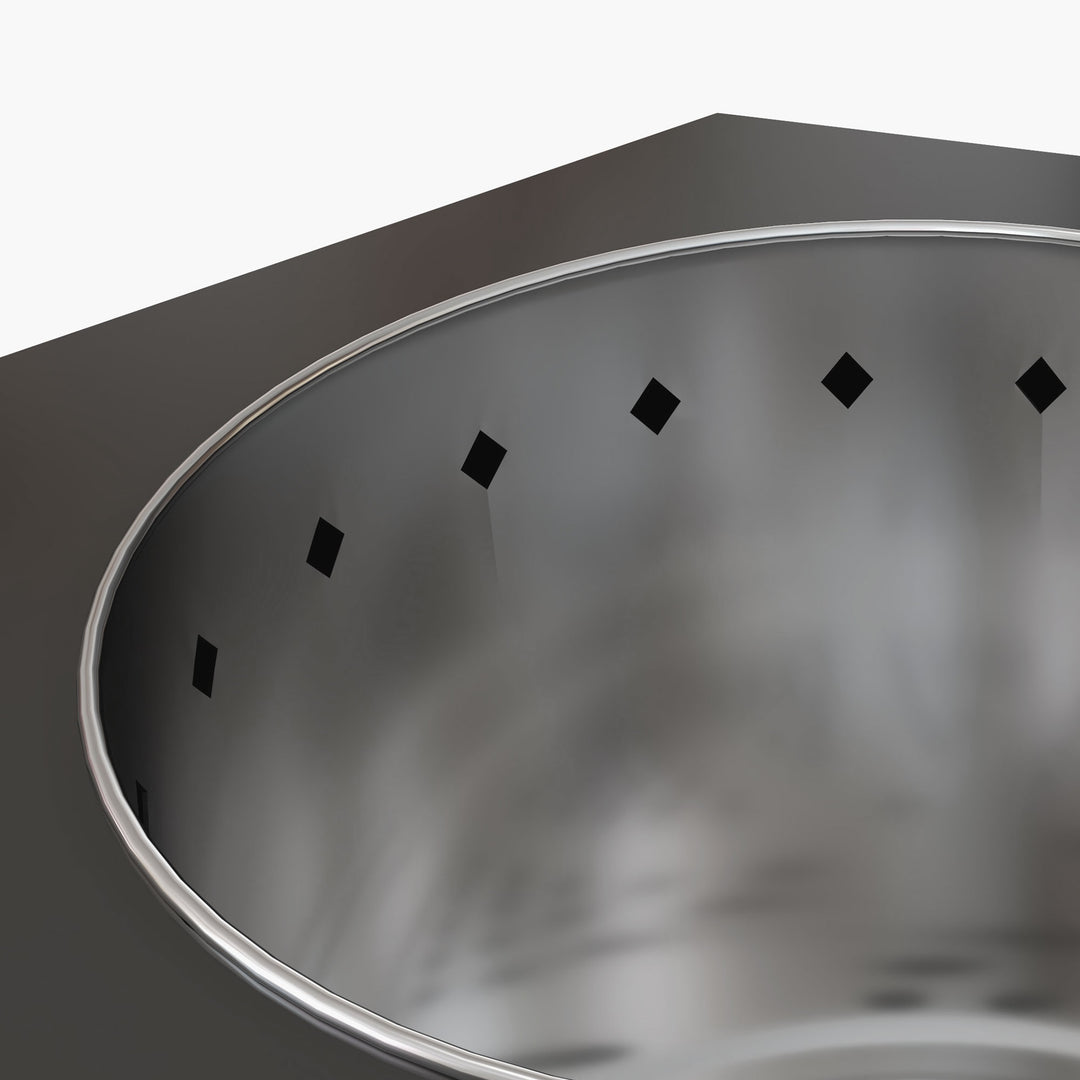 Bålfad, bålfad, båltønde, inklusive poker, 45 x 38,8 x 46,5 cm, sølv + sort