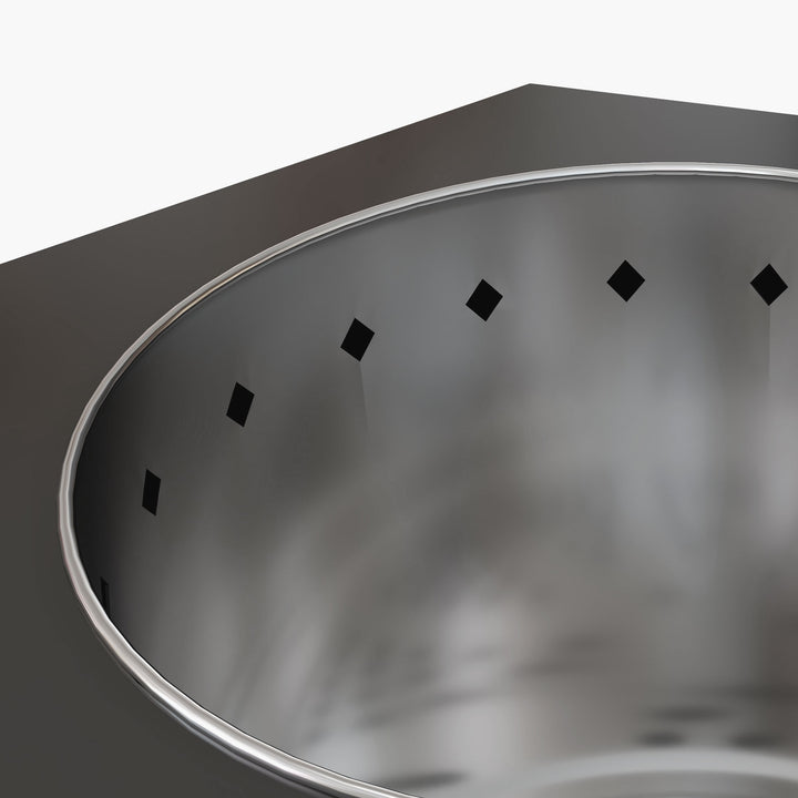 Bålfad, bålfad, båltønde, inklusive poker, 45 x 38,8 x 46,5 cm, sølv + sort