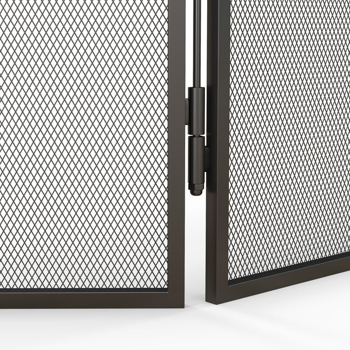 Sammenklappelig metalpejs gnistbeskyttelse, 96 x 1,3 x 56 cm, sort