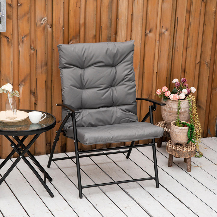 Campingstol, klapstol, sæde- og ryghynder, justerbar, grå