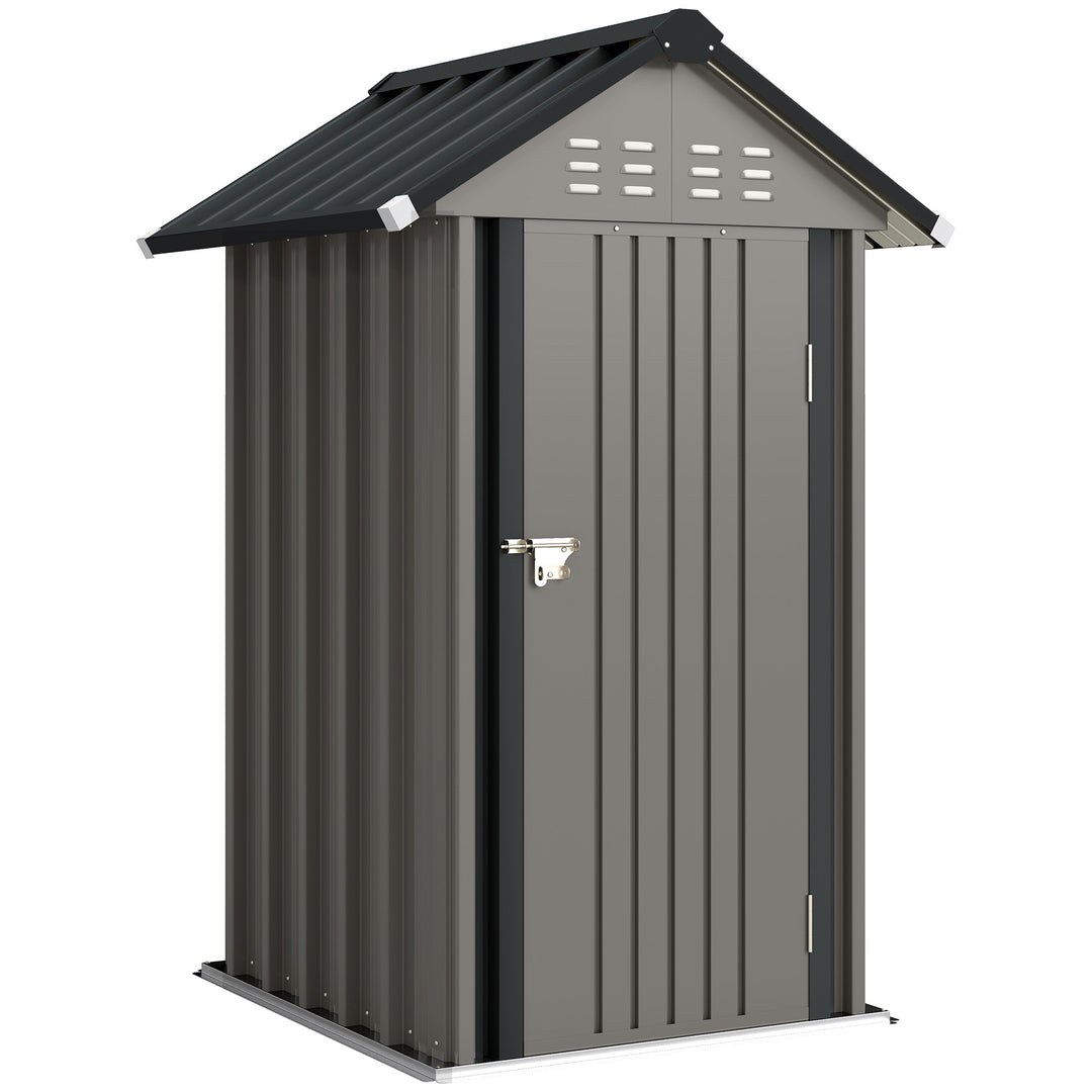 Metalhaveskur, 1,17 m², redskabsskur med skråtag, ventilation, lås, handsker, 122 x 121 x 192 cm
