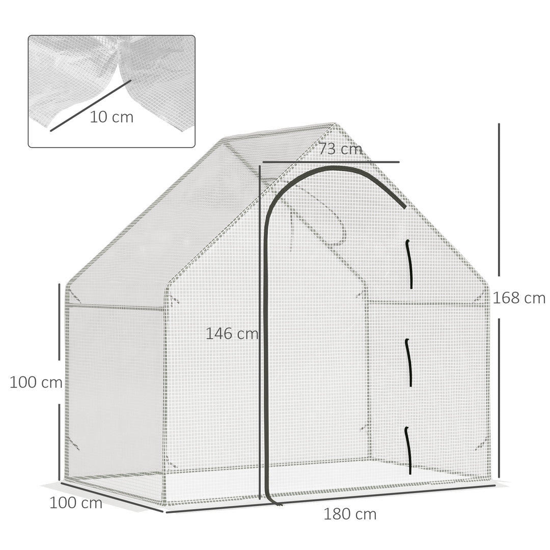 Drivhus til walk-in, 1,80 x 1,00 x 1,68 m, foliedrivhus, robust presenning, hvid