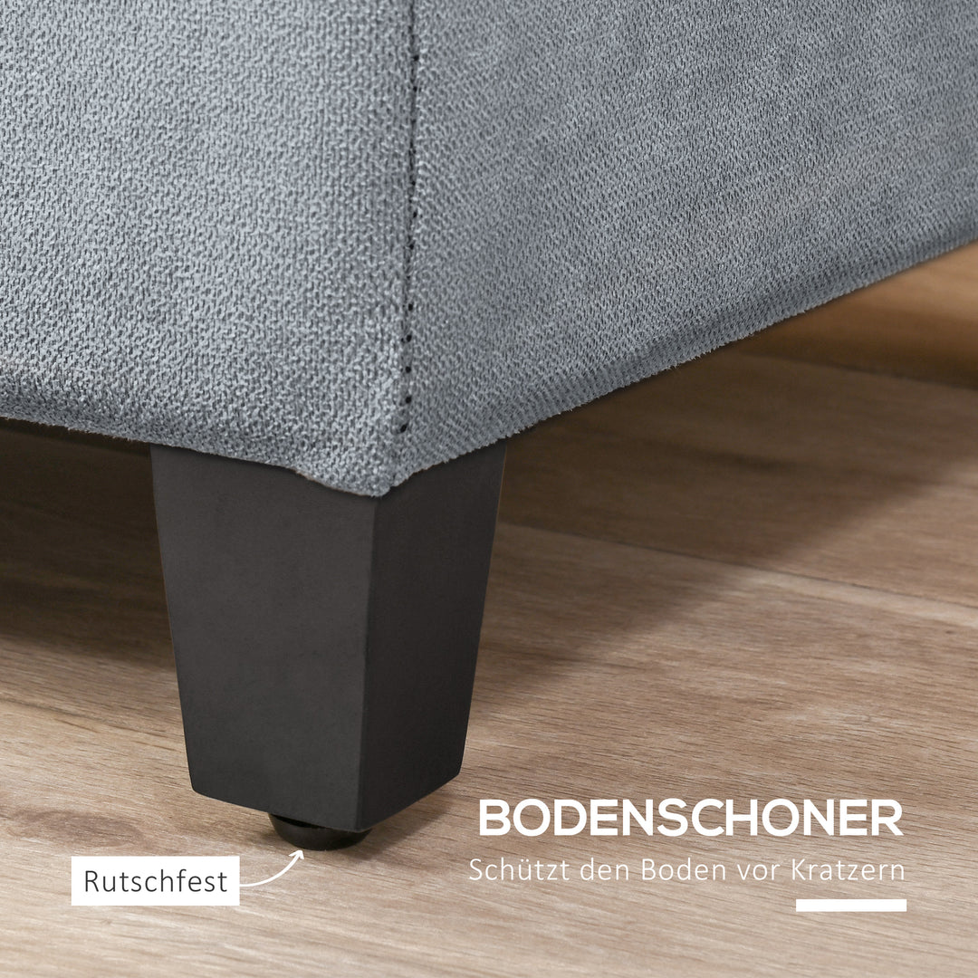 Bænk med opbevaring, fodskammel, entrébænk, knapsyninger, 125,1 cm x 48,9 cm x 41,3 cm, grå