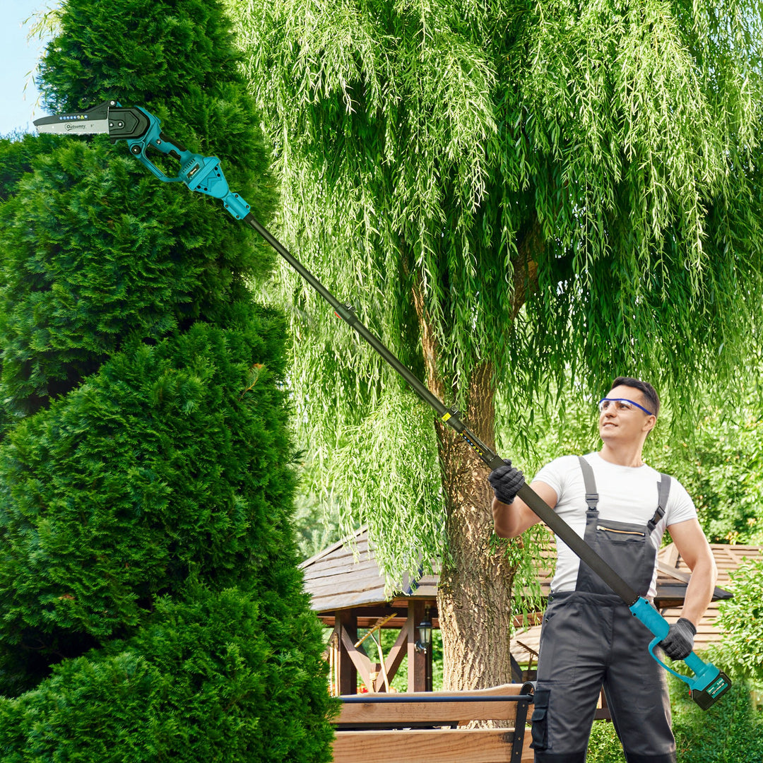 2-I-1 mini motorsav 580w med 8000mah batteri sikkerhedslås 8 tommer 42 x 29 x 10,5 cm blå