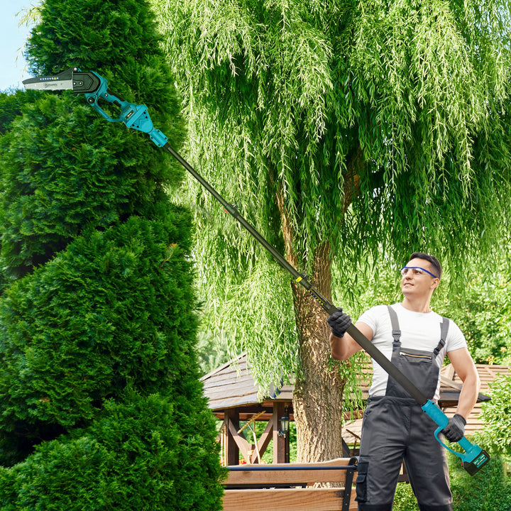 2-I-1 mini motorsav 580w med 8000mah batteri sikkerhedslås 8 tommer 42 x 29 x 10,5 cm blå