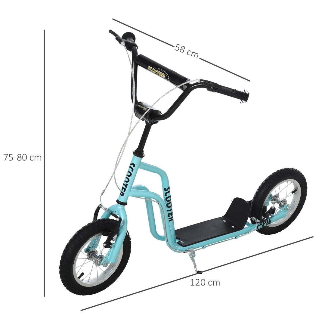 Børne scooter styr justerbart scooter kick scooter city scooter børne scooter kickboard med pneumatiske dæk 12 tommer fra 5 år blå 120 x 58 x 75-80 cm