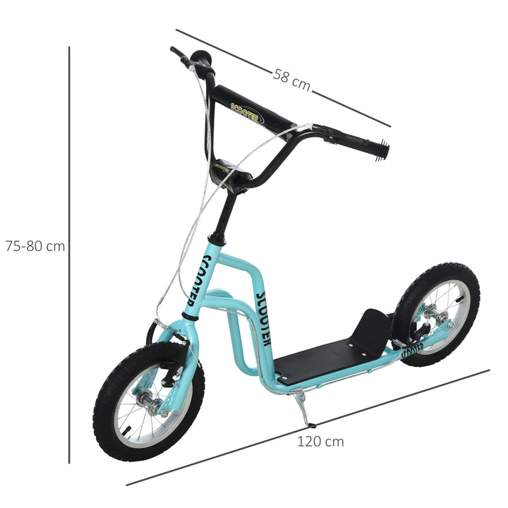 Børne scooter styr justerbart scooter kick scooter city scooter børne scooter kickboard med pneumatiske dæk 12 tommer fra 5 år blå 120 x 58 x 75-80 cm