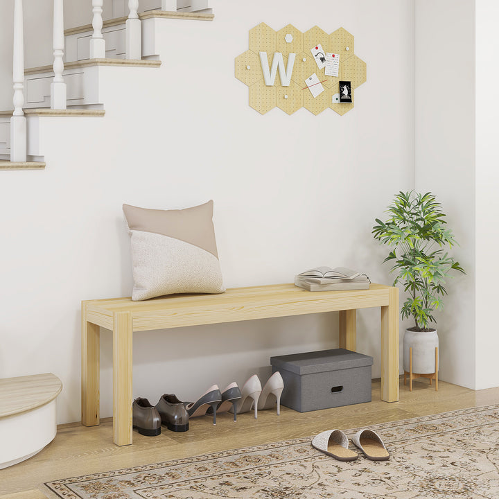 Bænk træbænk køkkenbænk, massivt træ, 3-personers bænk, 120 cm x 33 cm x 45 cm, naturlig