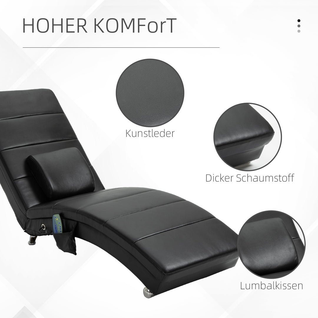 Afslappende lænestol med massagefunktion ergonomisk høj ryglæn med massagefunktion og hynde med zero-g design lænestol kunstlæder metalskum sort 58 x 163 x 87 cm