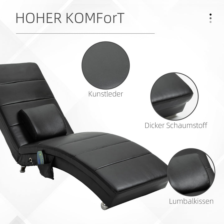 Afslappende lænestol med massagefunktion ergonomisk høj ryglæn med massagefunktion og hynde med zero-g design lænestol kunstlæder metalskum sort 58 x 163 x 87 cm