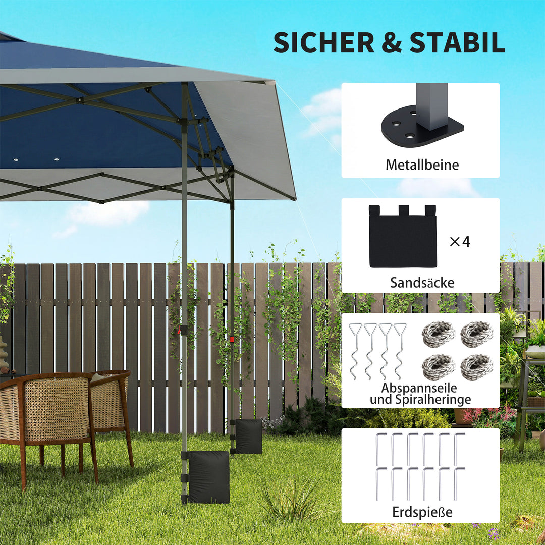 Pavillon ca. 4x4m Vandtæt, stabil, vintersikker, pop-up-foldepavillon med lukkefunktion i ét trin UV 50+