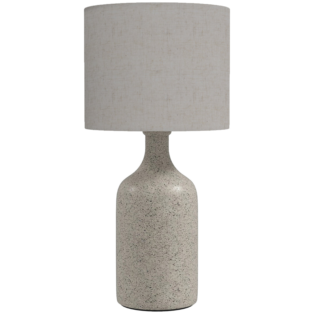 Vintage bordlampe med keramisk fod, sand og beige.