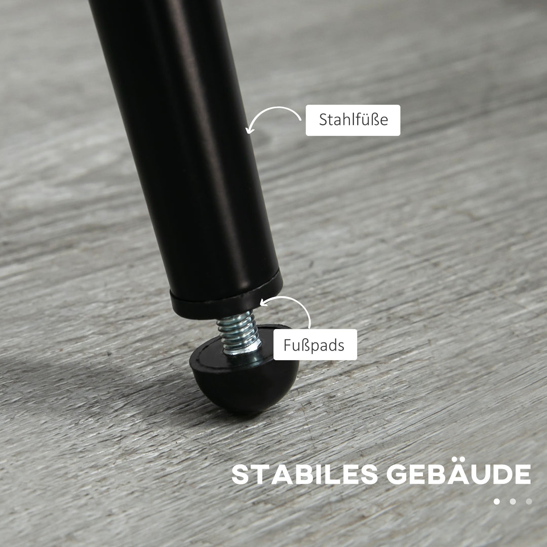 Sæt med 2 spisebordsstole, polstrede stofkøkkenstole med stålben, buet ryglæn, cremehvid