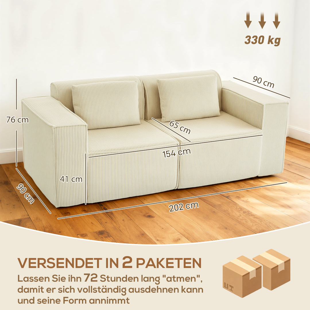 3-personers sofa, blød skumstruktur, brede armlæn, 2 hynder, betræk i fløjlsfløjl, beige