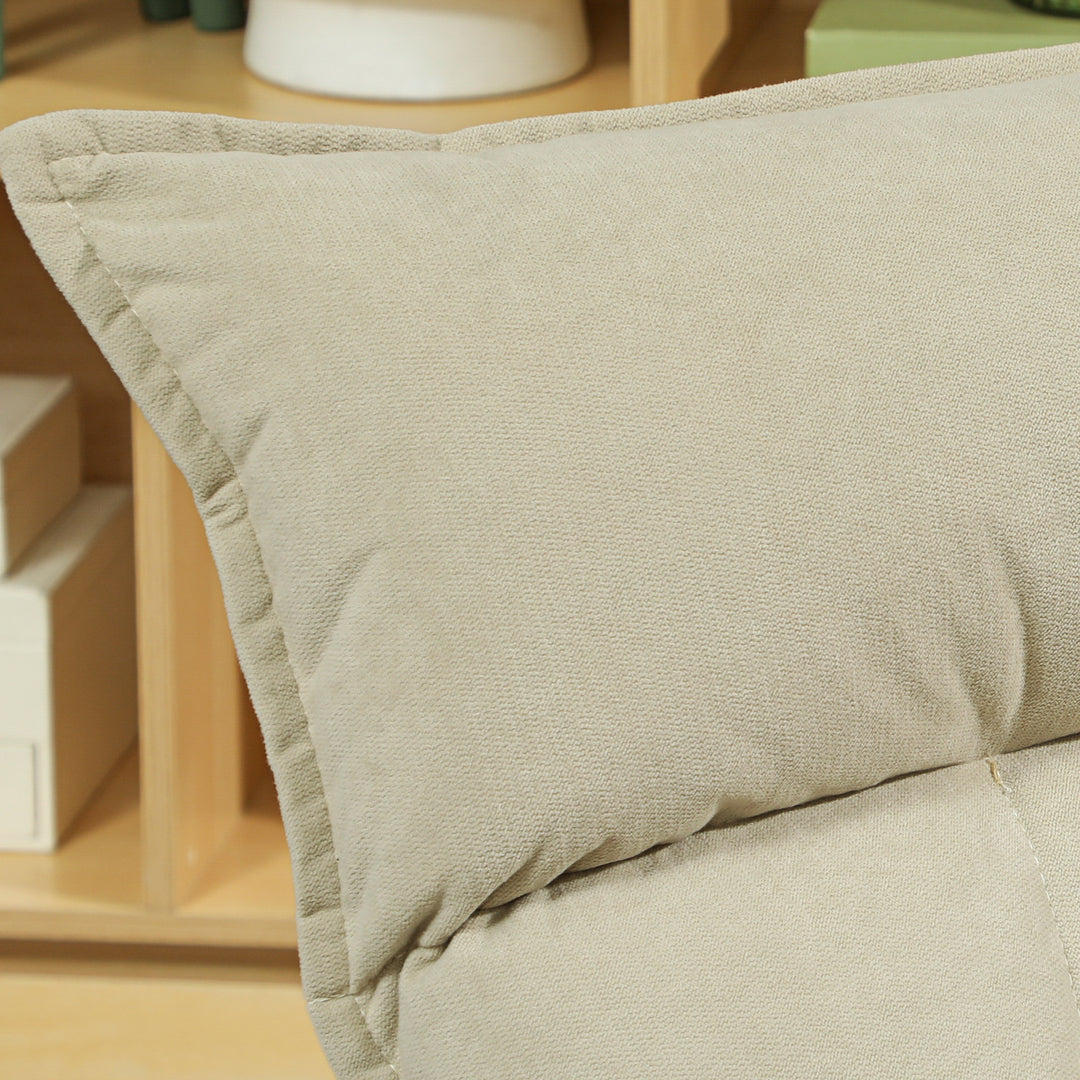 Gulvstol med 5-vejs justerbar ryglæn, drejelig, moderne polstret stol, beige