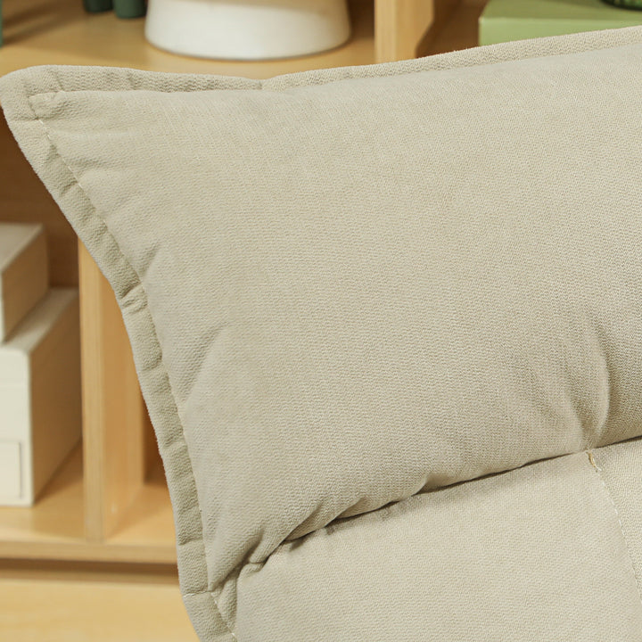 Gulvstol med 5-vejs justerbar ryglæn, drejelig, moderne polstret stol, beige