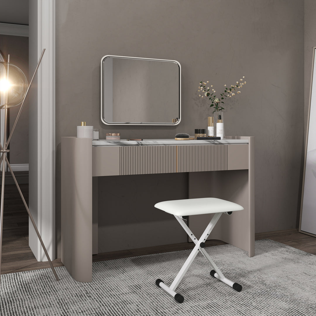 Klaverstol, højdejusterbar, foldbar X-formet klaverbænk med kunstlæderhynde, 39 x 29 x 37-47 cm, hvid