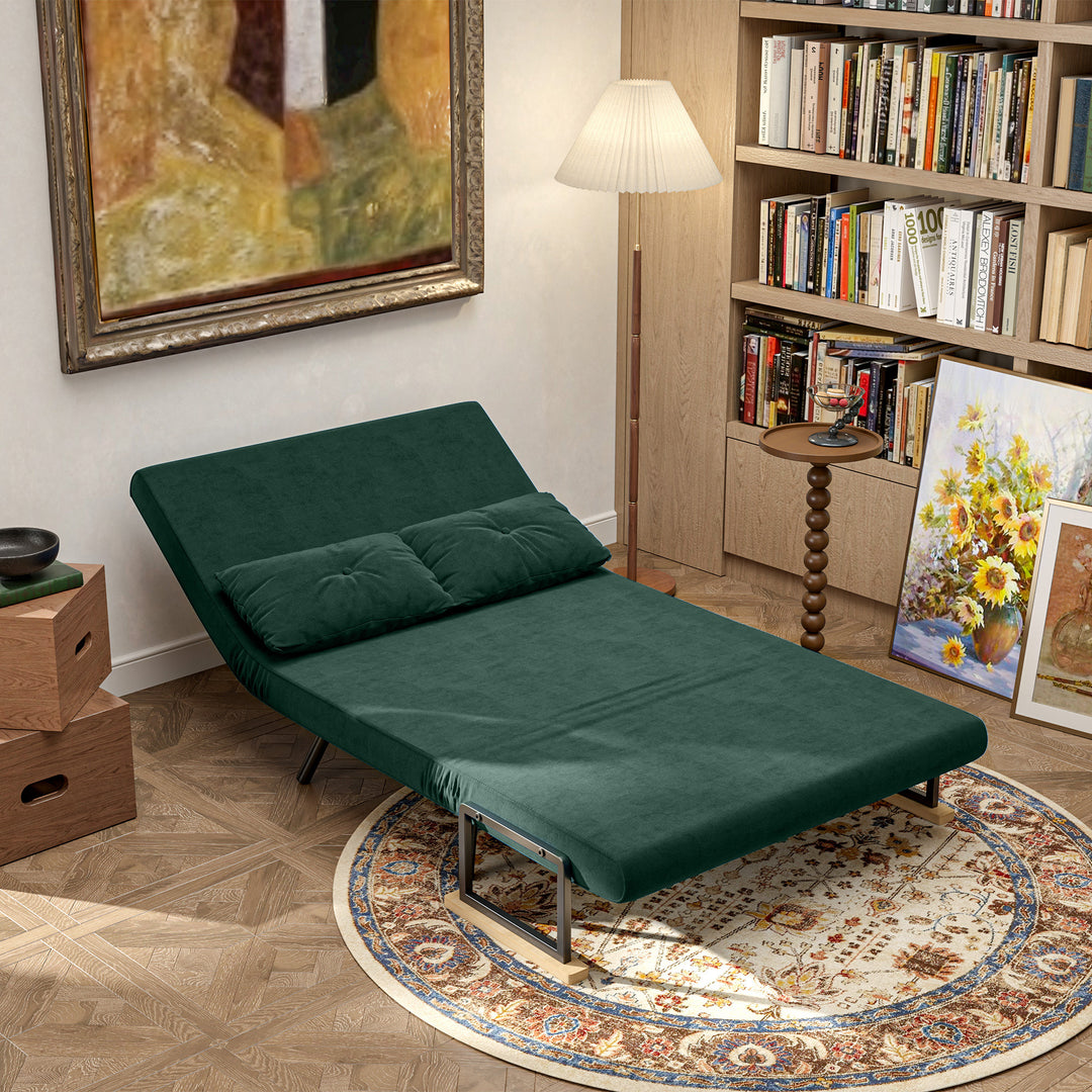 4-i-1 sovesofa med sovefunktion, fløjlslook, 183x98,5 cm, grøn