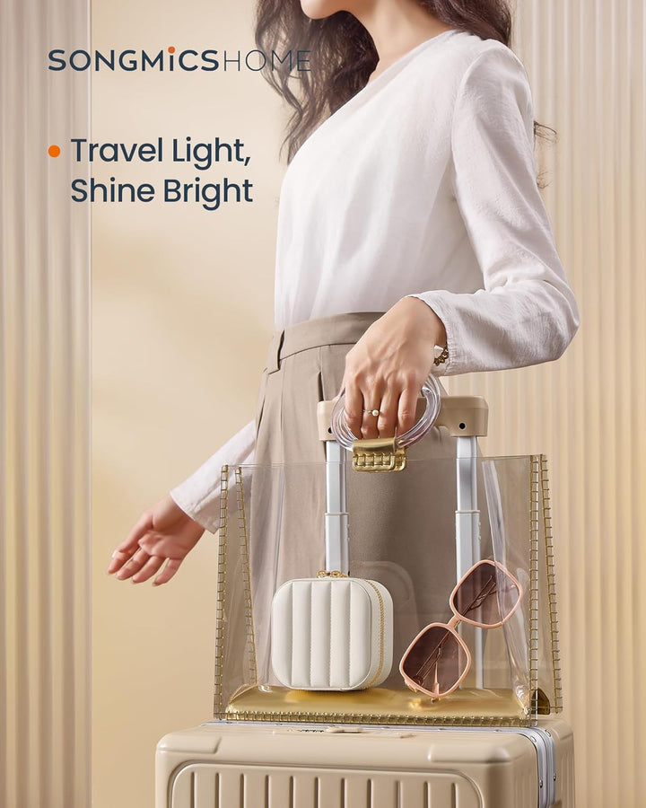 Lille mykkeskrin til rejser, organiser med spejl, mål ca. 10,4 x 10,4 x 6,1 cm, hvid